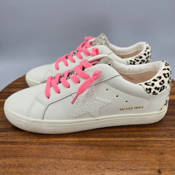 Vintage Havana Shoes Womens 8 White Cheetah Print Leather Low Top Sneakers - Picture 3 of 8